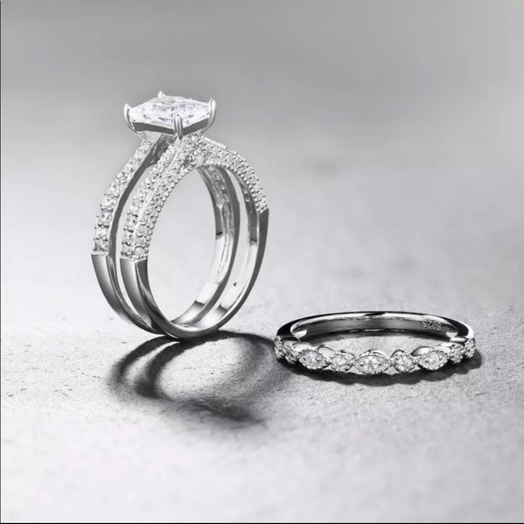 New 2 pc 925 Silver Stackable Diamond Ring 💍 - Picture 4 of 6